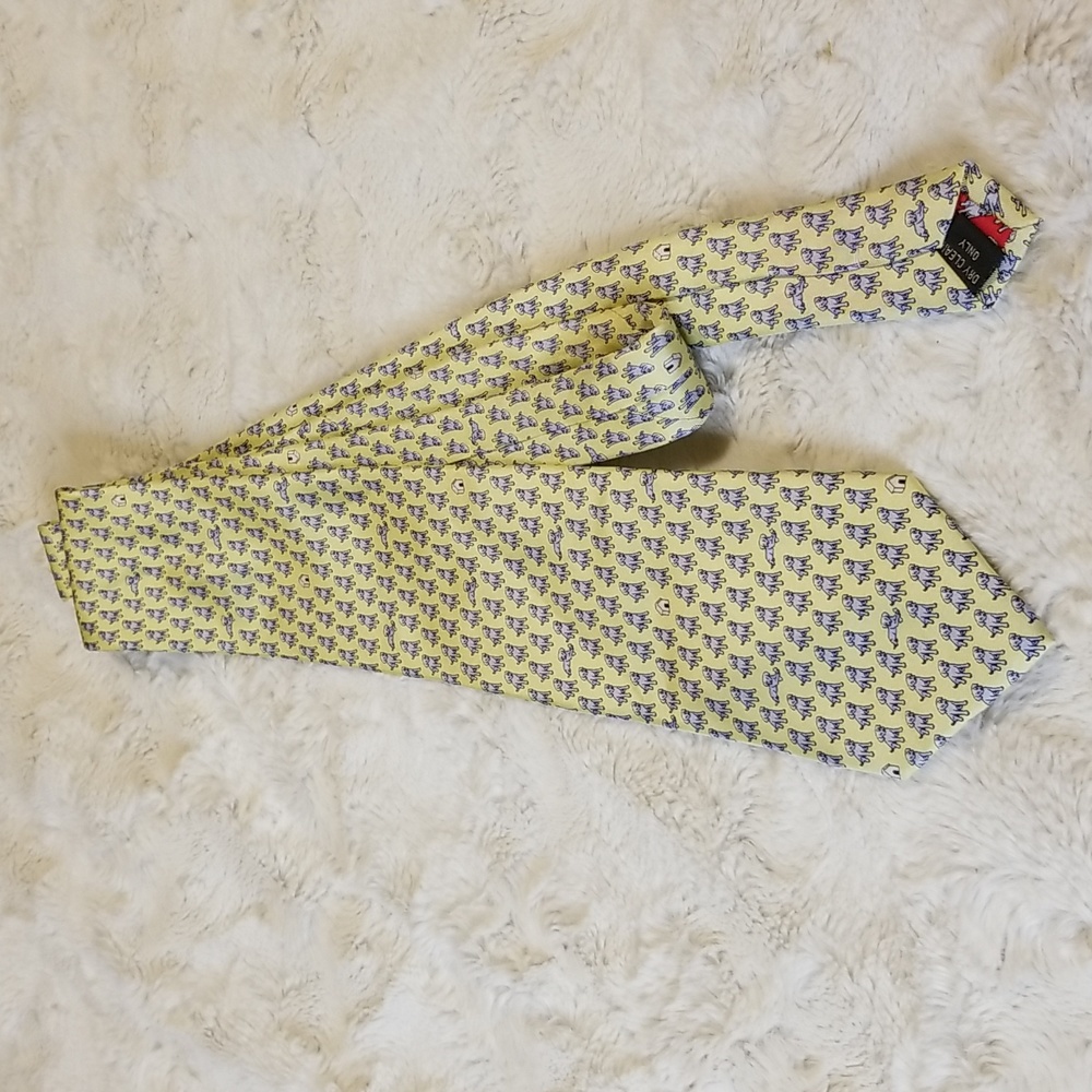 Nola Couture Puppy Dog 100% Silk Yellow Tie